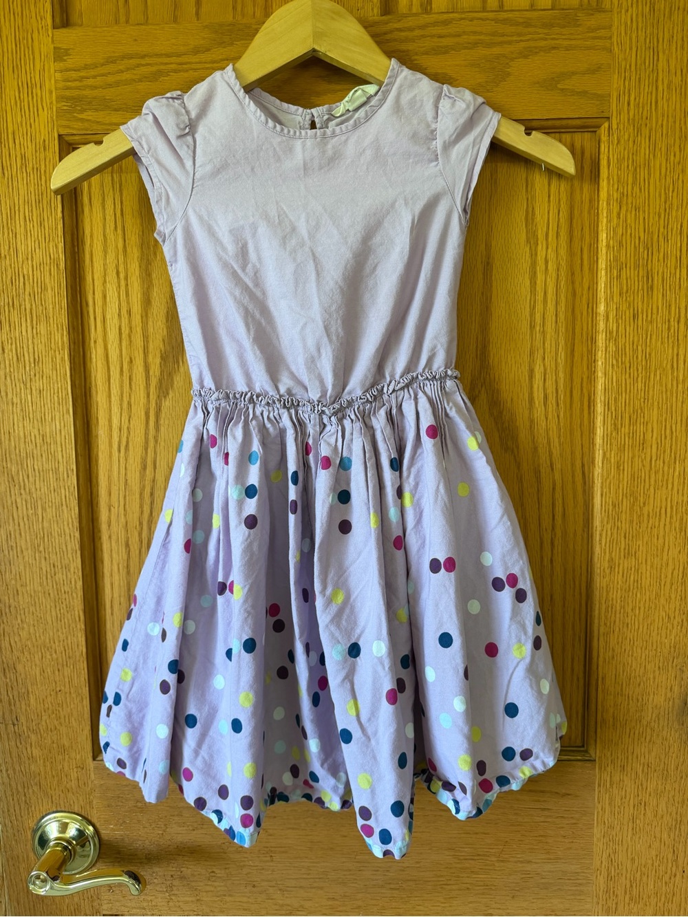 Lands' End Lavender Dot Cap-Sleeve Dress